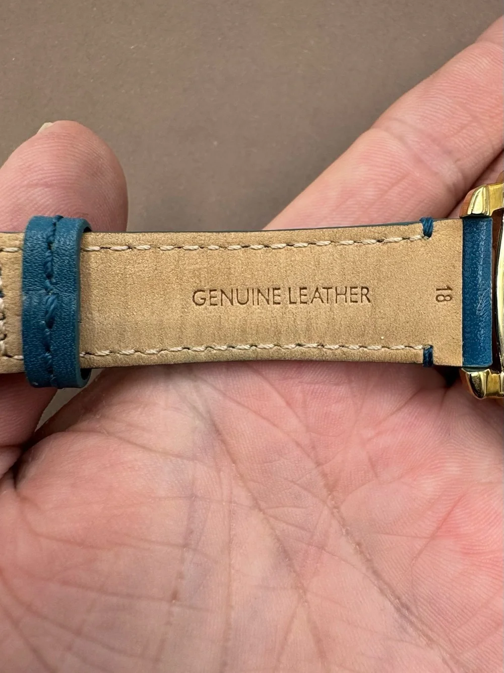 Coach Gold Plated Blue Leather Strap Swarovski Crystal Womens Boyfriend Watch
